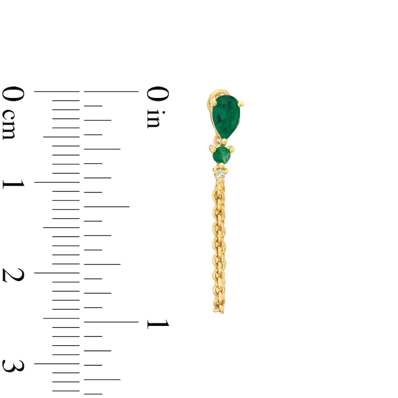 Pear-Shaped Emerald and Diamond Accent Chain Drop Earrings in 10K Gold