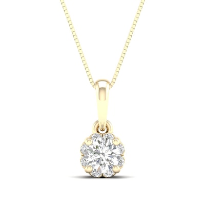 Canadian Certified Centre Diamond CT. T.W. Scallop Frame Flower Pendant in 14K Gold (I/I2