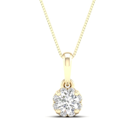 Canadian Certified Centre Diamond CT. T.W. Scallop Frame Flower Pendant in 14K Gold (I/I2