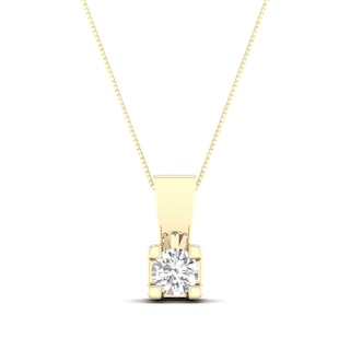 CT. Canadian Certified Diamond Solitaire Square Block Pendant in 14K Gold (I/I2