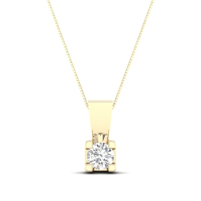 CT. Canadian Certified Diamond Solitaire Square Block Pendant in 14K Gold (I/I2