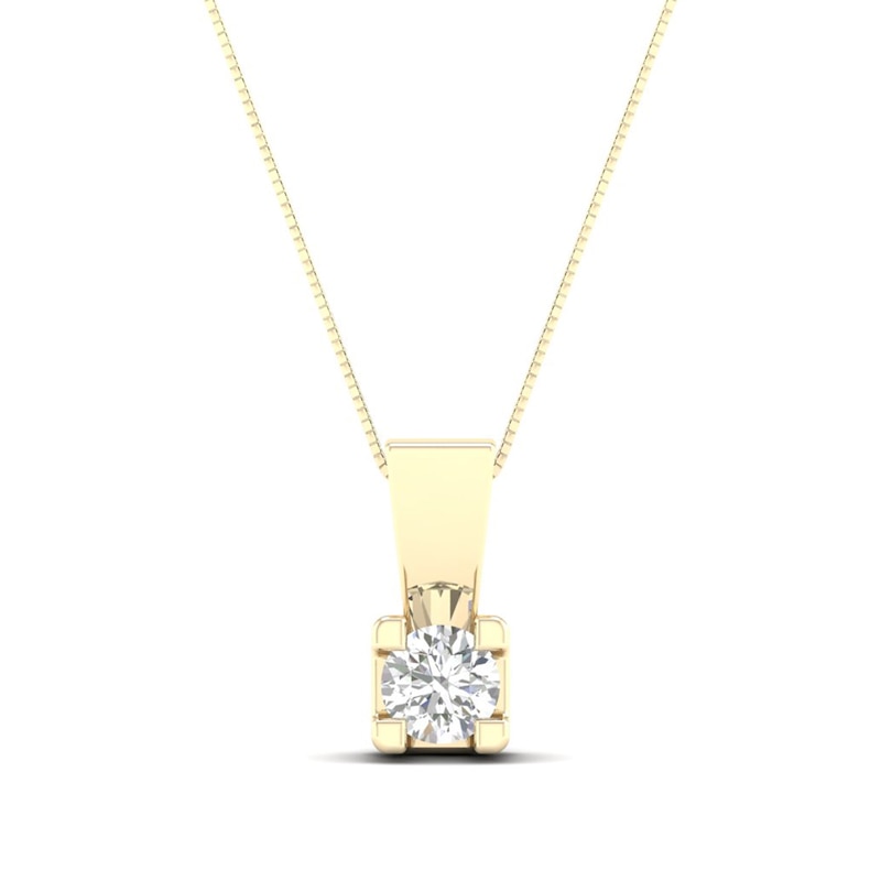 CT. Canadian Certified Diamond Solitaire Square Block Pendant in 14K Gold (I/I2)|Peoples Jewellers