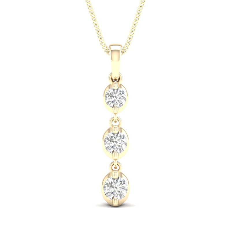 0.25 CT. T.W. Canadian Certified Diamond Linear Trio Tension-Set Pendant in 14K Gold (I/I2) - 17"