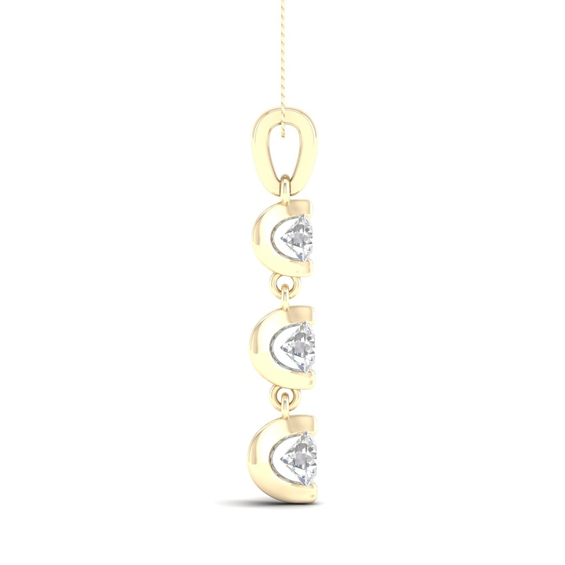 0.25 CT. T.W. Canadian Certified Diamond Linear Trio Tension-Set Pendant in 14K Gold (I/I2) - 17"