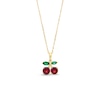 Garnet and Marquise Lab-Created Emerald Cherries Pendant in 10K Gold