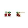 Thumbnail Image 0 of Garnet and Marquise Lab-Created Emerald Cherries Stud Earrings in 10K Gold