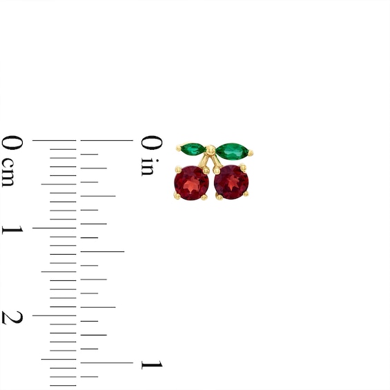 Garnet and Marquise Lab-Created Emerald Cherries Stud Earrings in 10K Gold