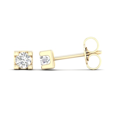 CT. T.W. Canadian Certified Diamond Solitaire Square Block Stud Earrings in 14K Gold (I/I2