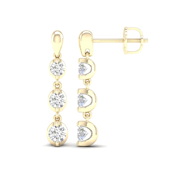 0.50 CT. T.W. Canadian Certified Diamond Linear Trio Tension-Set Drop Earrings in 14K Gold (I/I2)