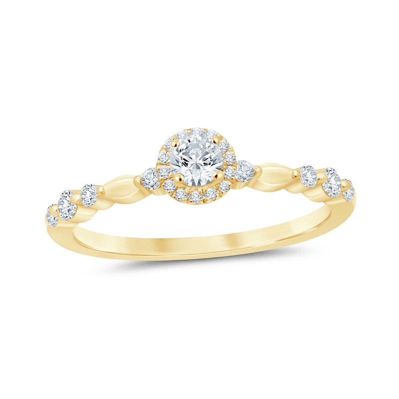 Main Image 1 of 0.29 CT. T.W. Diamond Frame Station Engagement Ring in 10K Gold (I/I3)