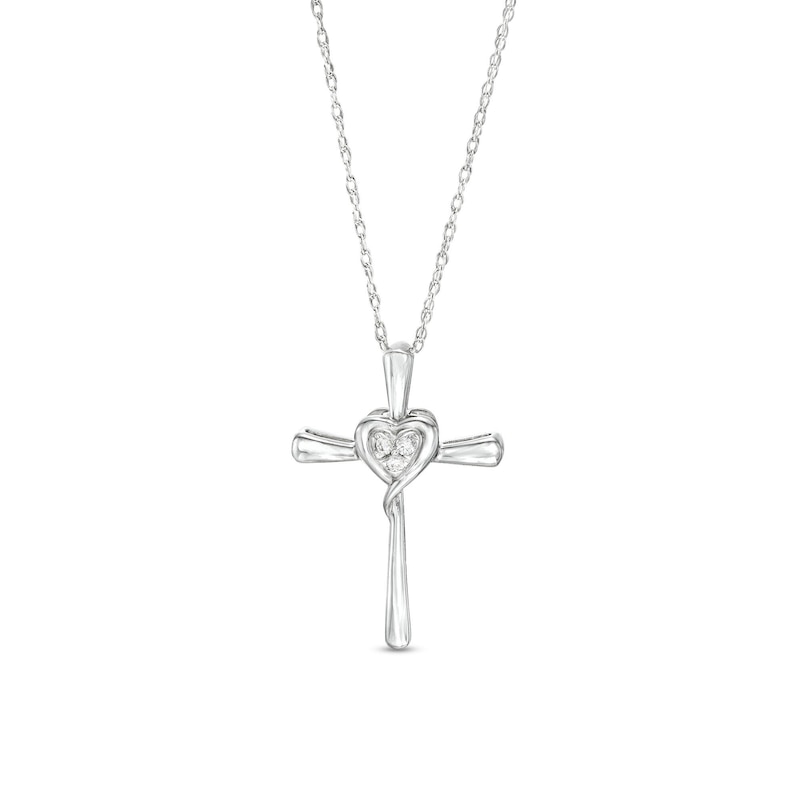 Diamond Accent Miracle Heart Cross Pendant in Sterling Silver|Peoples Jewellers