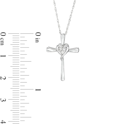 Diamond Accent Miracle Heart Cross Pendant in Sterling Silver