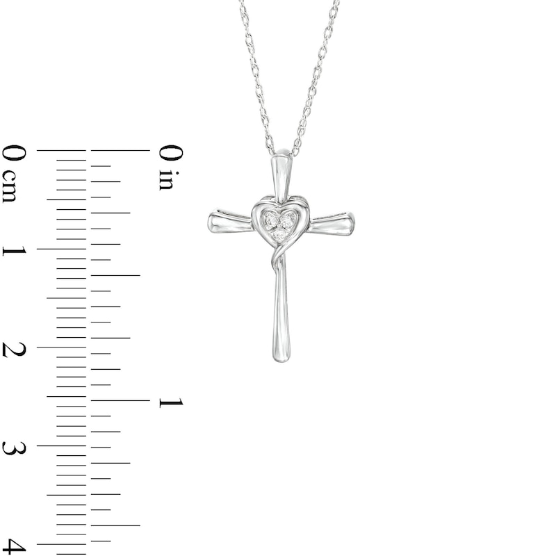 Diamond Accent Miracle Heart Cross Pendant in Sterling Silver