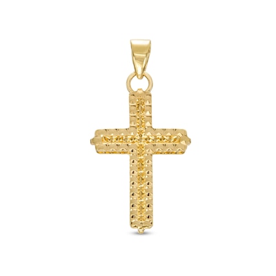 Diamond-Cut Circles Cross Charm in 14K Gold