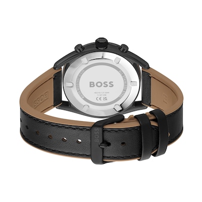 Men's Hugo Boss Centre Court Chronograph Two-Tone Leather Strap Watch with Black Dial (Model: 1514022)