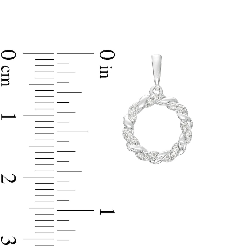 Circle of Gratitude® Collection 0.15 CT. T.W. Diamond "Mom" Twist Pendant and Drop Earrings Set in Sterling Silver|Peoples Jewellers