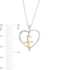 0.05 CT. T.W. Diamond Heart with Cross Charm Pendant in Sterling Silver and 10K Gold