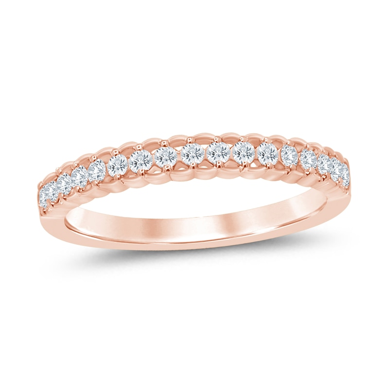 0.23 CT. T.W. Diamond Lattice-Style Stackable Band in 10K Rose Gold