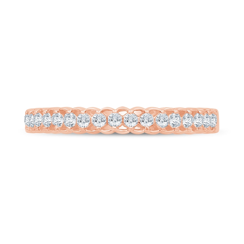 0.23 CT. T.W. Diamond Lattice-Style Stackable Band in 10K Rose Gold