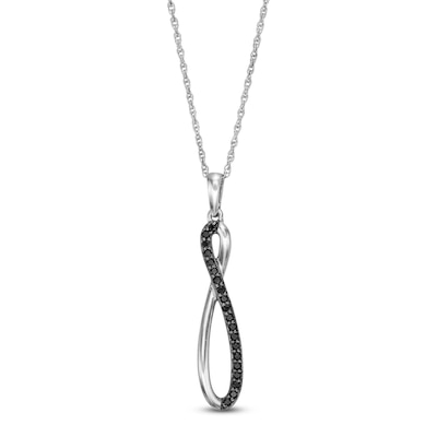 0.15 CT. T.W. Black Diamond Elongated Infinity Pendant in Sterling Silver