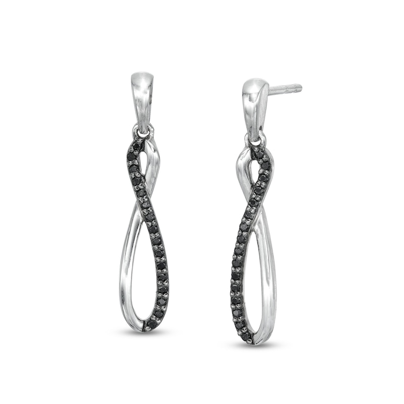 0.15 CT. T.W. Black Diamond Elongated Infinity Drop Earrings in Sterling Silver|Peoples Jewellers
