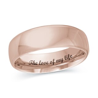 Men's 5.5mm Engravable Euro Comfort Fit Wedding Band in 14K Rose Gold (1 Line)