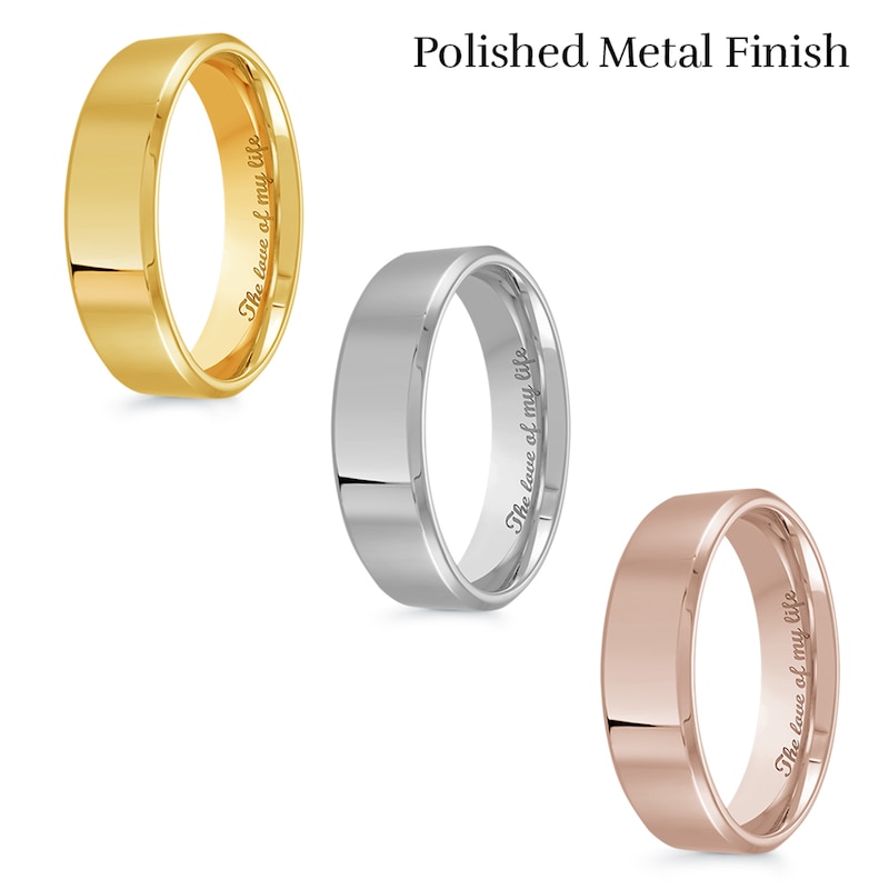 6.0mm Engravable Bevelled Edge Wedding Band in 14K Rose Gold (1 Finish and Line)|Peoples Jewellers