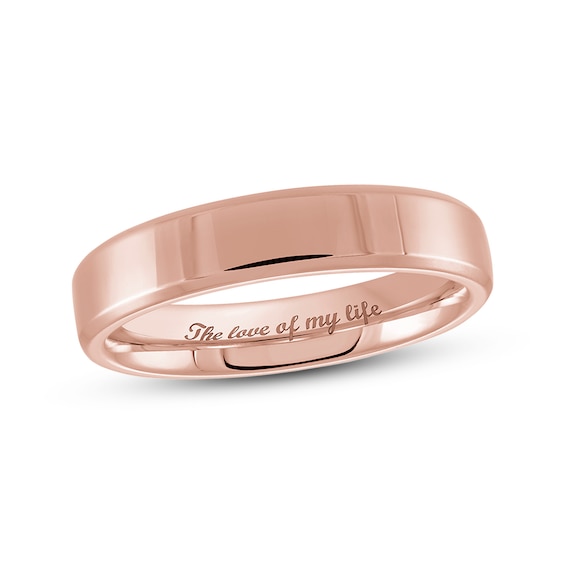 4.0mm Engravable Bevelled Edge Wedding Band in 14K Rose Gold (1 Finish and Line)