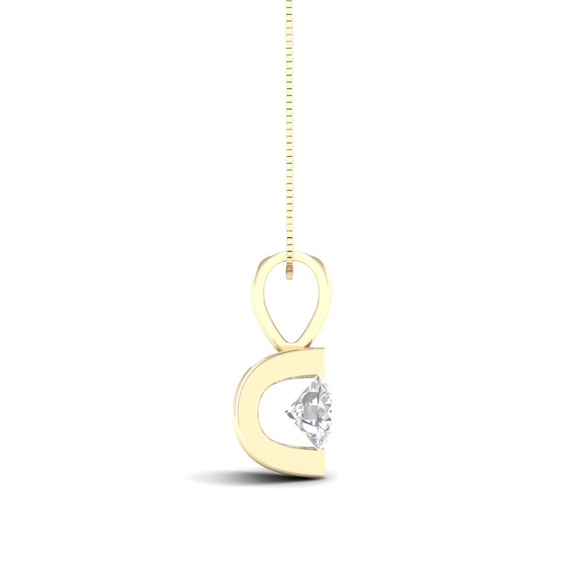 Main Image 2 of 0.10 CT. Canadian Certified Diamond Solitaire Tension-Set Pendant in 14K Gold (I/I2) - 17&quot;