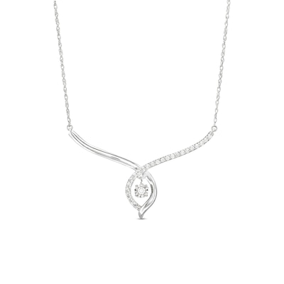 Unstoppable Love™ 0.20 CT. T.W. Diamond Dangle Flame Twist Necklace in Sterling Silver