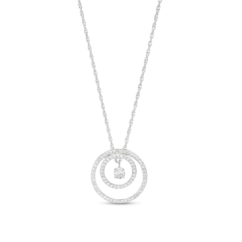 Unstoppable Love™ 0.25 CT. T.W. Diamond Dangle Double Circle Pendant in Sterling Silver|Peoples Jewellers