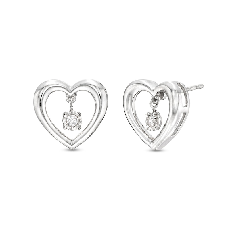 Unstoppable Love™ 0.05 CT. T.W. Diamond Solitaire Dangle Heart Stud Earrings in Sterling Silver|Peoples Jewellers