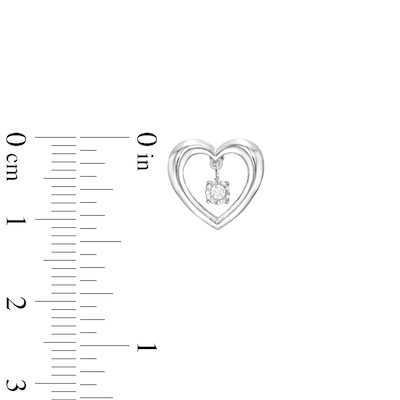 Unstoppable Love™ 0.05 CT. T.W. Diamond Solitaire Dangle Heart Stud Earrings in Sterling Silver