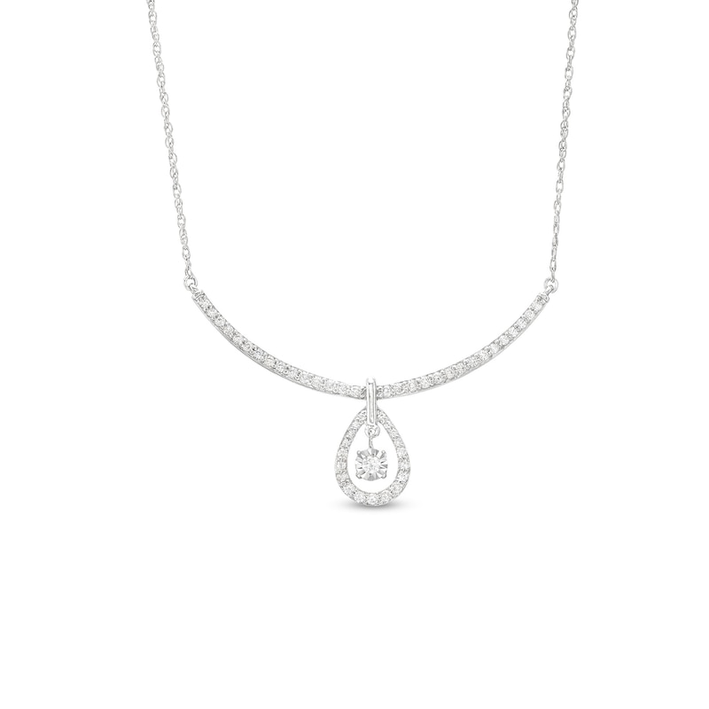 Unstoppable Love™ 0.30 CT. T.W. Diamond Dangle Teardrop Bar Necklace in Sterling Silver|Peoples Jewellers