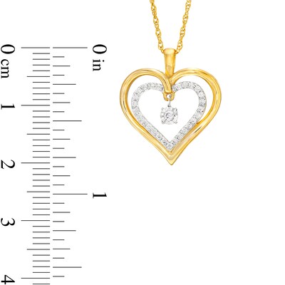 Unstoppable Love™ 0.15 CT. T.W. Diamond Dangle Double Heart Pendant in 10K Gold