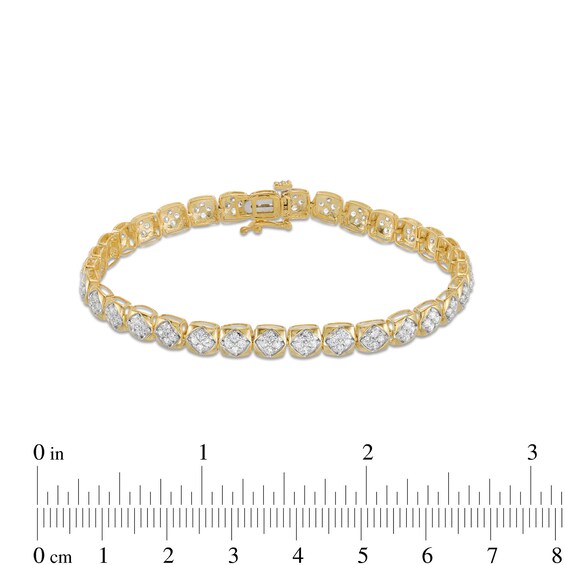 1.50 CT. T.W. Diamond Squared Line Bracelet in 10K Gold - 7.25"