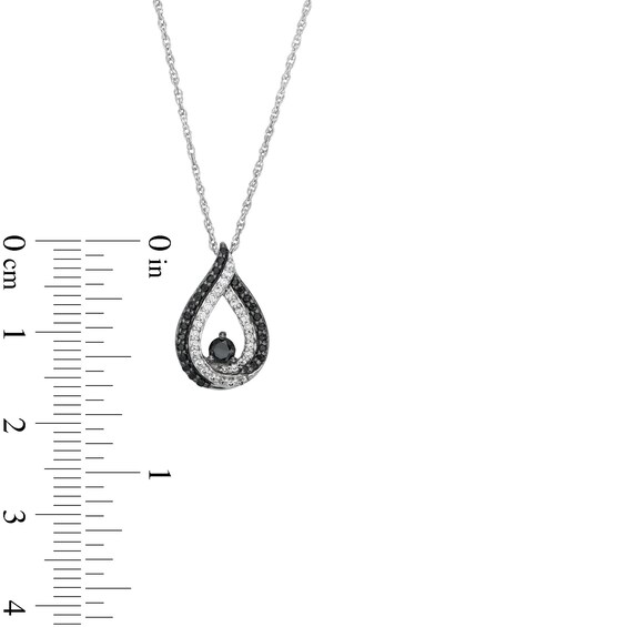 0.30 CT. T.W. Black and White Diamond Double Row Teardrop Pendant in Sterling Silver