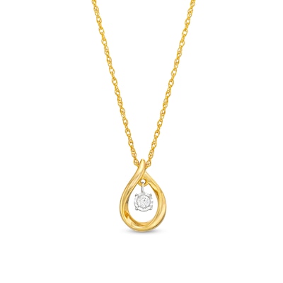 Unstoppable Love™ 0.05 CT. Diamond Solitaire Dangle Flame Pendant in 10K Gold