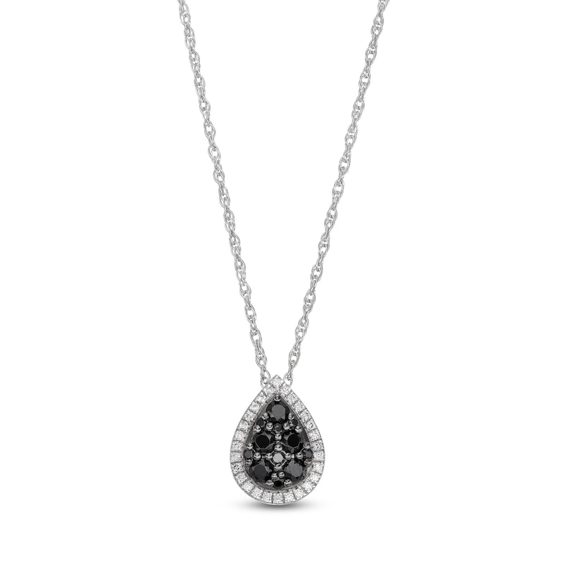 0.30 CT. T.W. Black and White Multi-Diamond Teardrop Pendant in Sterling Silver|Peoples Jewellers