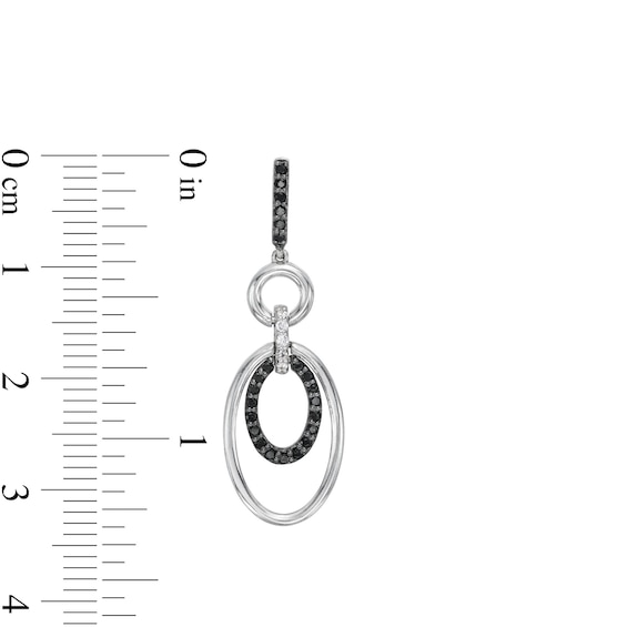 0.30 CT. T.W. Black and White Diamond Oval Drop Earrings in Sterling Silver