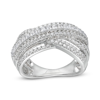 1.00 CT. T.W. Diamond Layered Orbit Overlay Ring in 10K White Gold