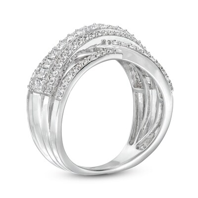 1.00 CT. T.W. Diamond Layered Orbit Overlay Ring in 10K White Gold