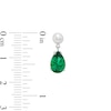 Thumbnail Image 2 of Pear-Shaped Lab-Created Emerald and Freshwater Cultured Pearl Drop Earrings in Sterling Silver