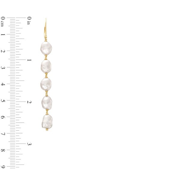 Baroque Freshwater Cultured Pearl Dangle Drop Earrings in 10K Gold