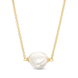 10.0mm Baroque Freshwater Cultured Pearl Necklace in 10K Gold