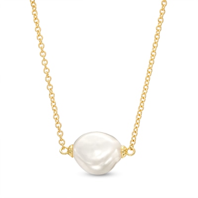 10.0mm Baroque Freshwater Cultured Pearl Necklace in 10K Gold