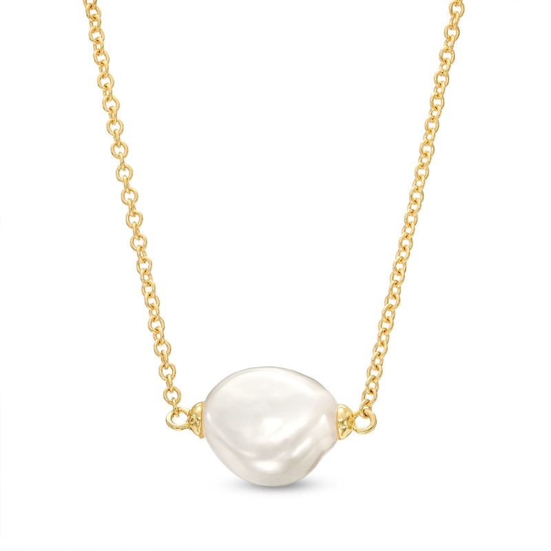 10.0mm Baroque Freshwater Cultured Pearl Necklace in 10K Gold|Peoples Jewellers