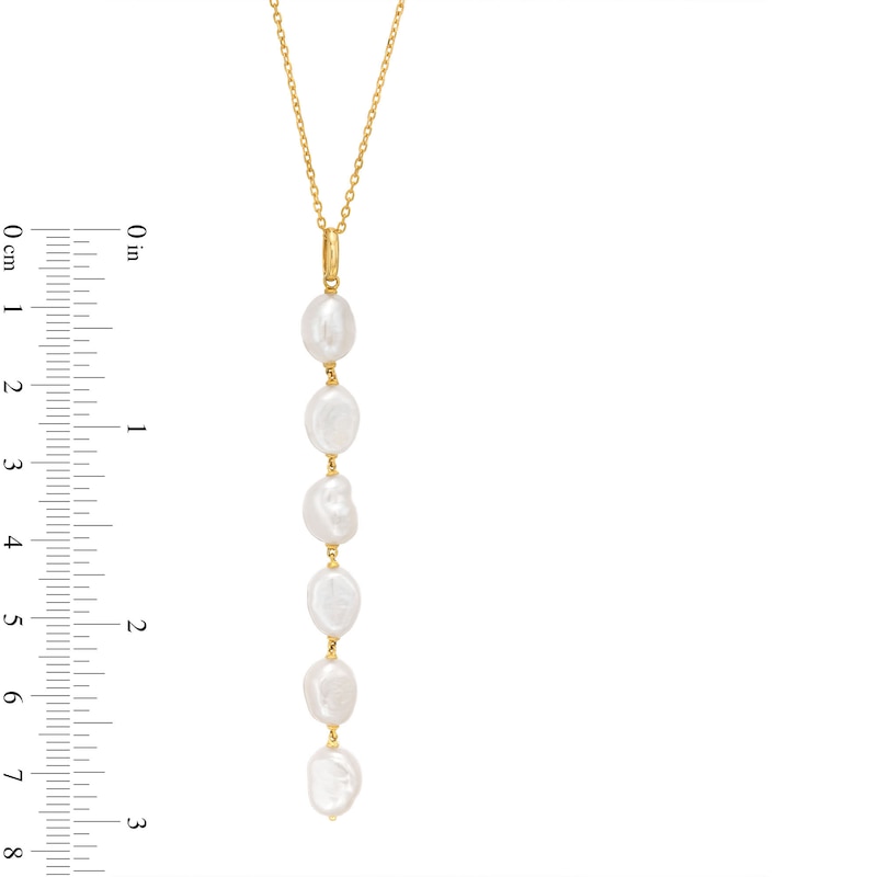 6.0-7.0mm Baroque Freshwater Cultured Pearl Dangle Drop Pendant in 10K Gold|Peoples Jewellers