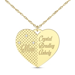 Diamond Accent &quot;Mom&quot; Engravable Heart Pendant (1-4 Lines)