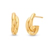 Thumbnail Image 0 of Criss-Cross 10.0mm Oval J-Hoop Earrings in 14K Gold